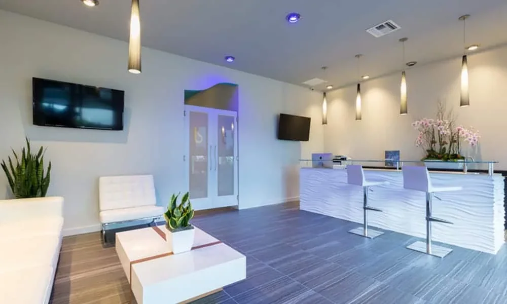 Lobby seating area at the biostation East Delray Beach