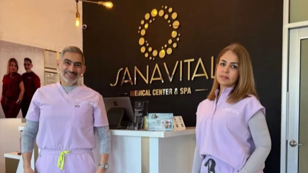 Sanavital team members pictured beneath Medical Center & Spa signage.