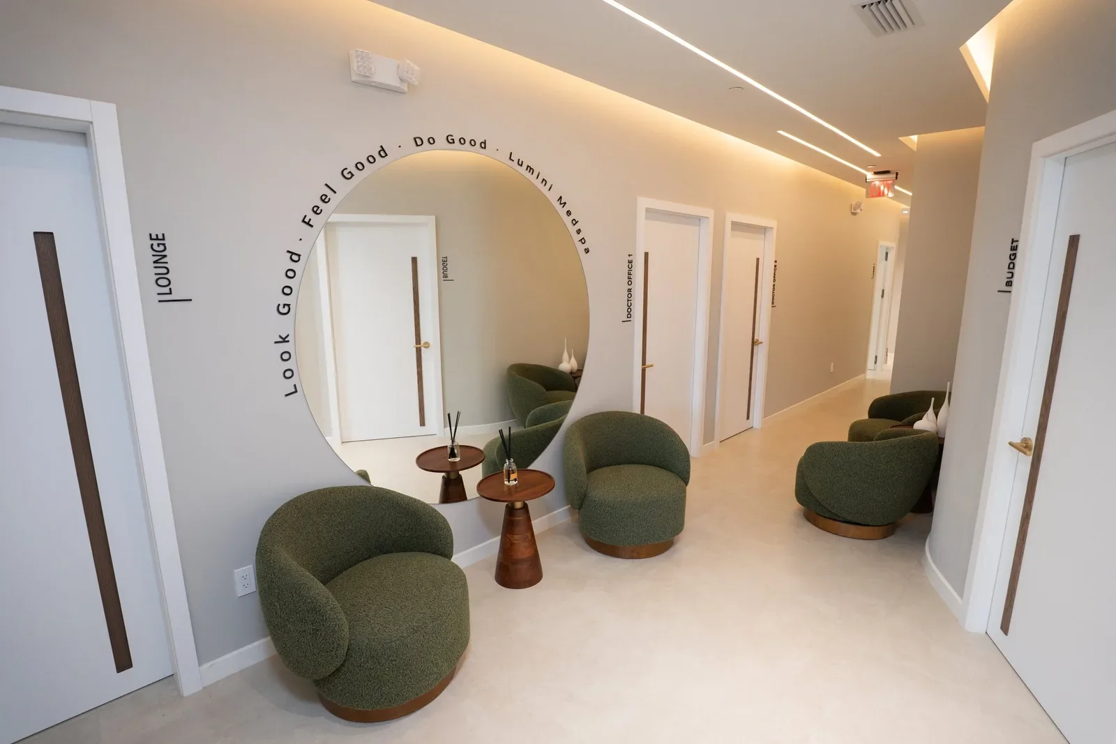 Lounge area at Lumini Medical Spa in Aventura Mall